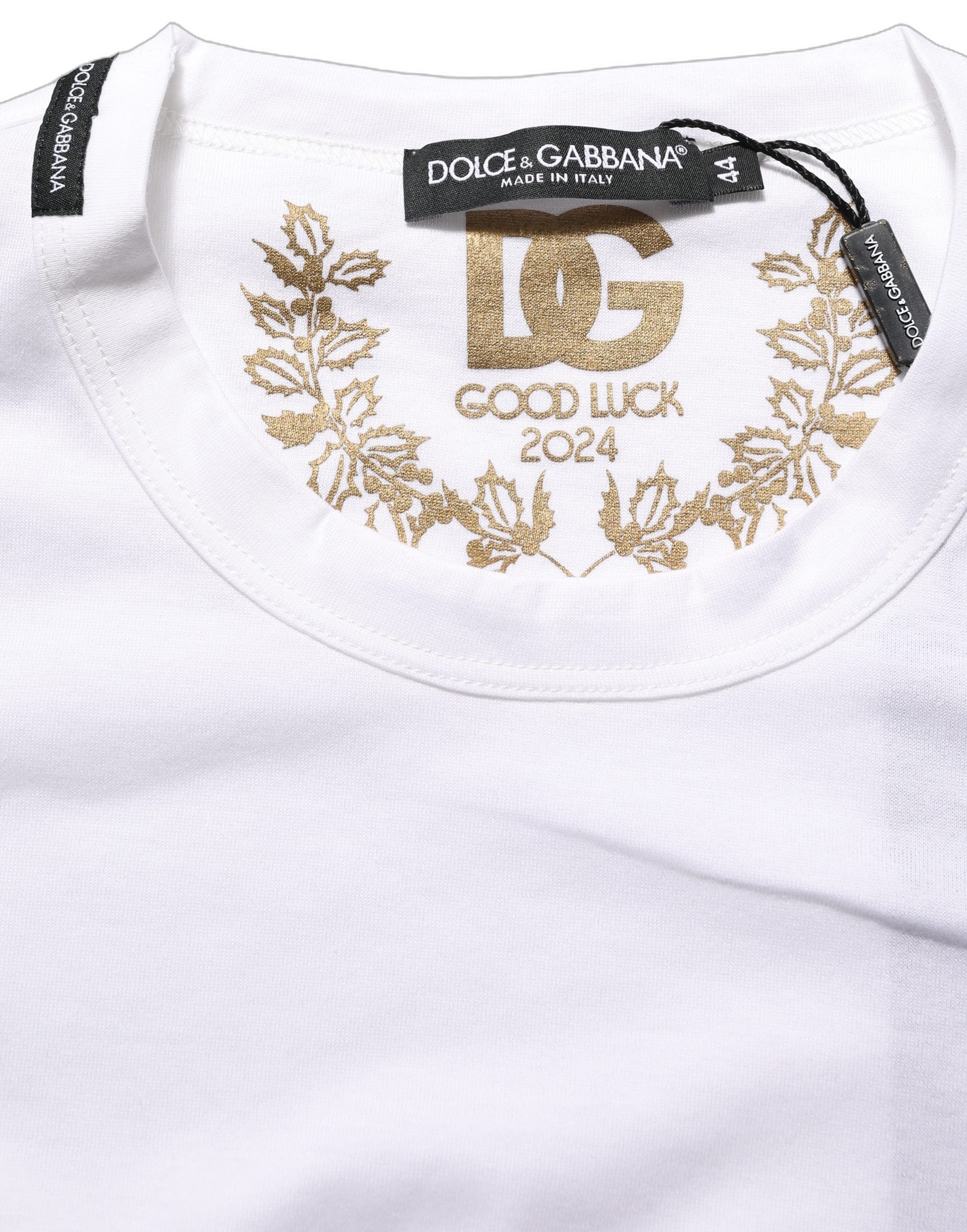 Dolce & Gabbana White Cotton Crew Neck Short Sleeves T-shirt