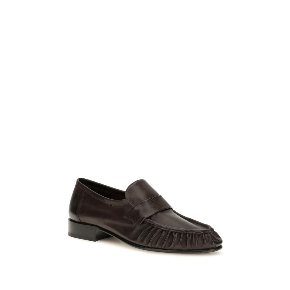 The Row Brown Calf Leather Bos Taurus Slip-On Loafers