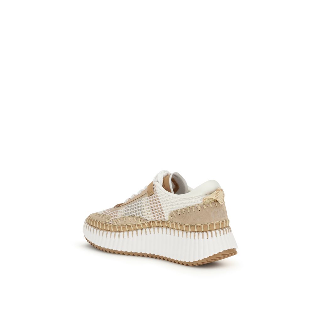 Chloé Beige Nylon Athletic Sneakers