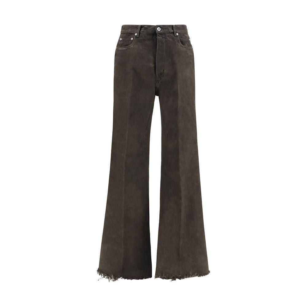 Rick Owens Bicolor Cotton Flared Jeans