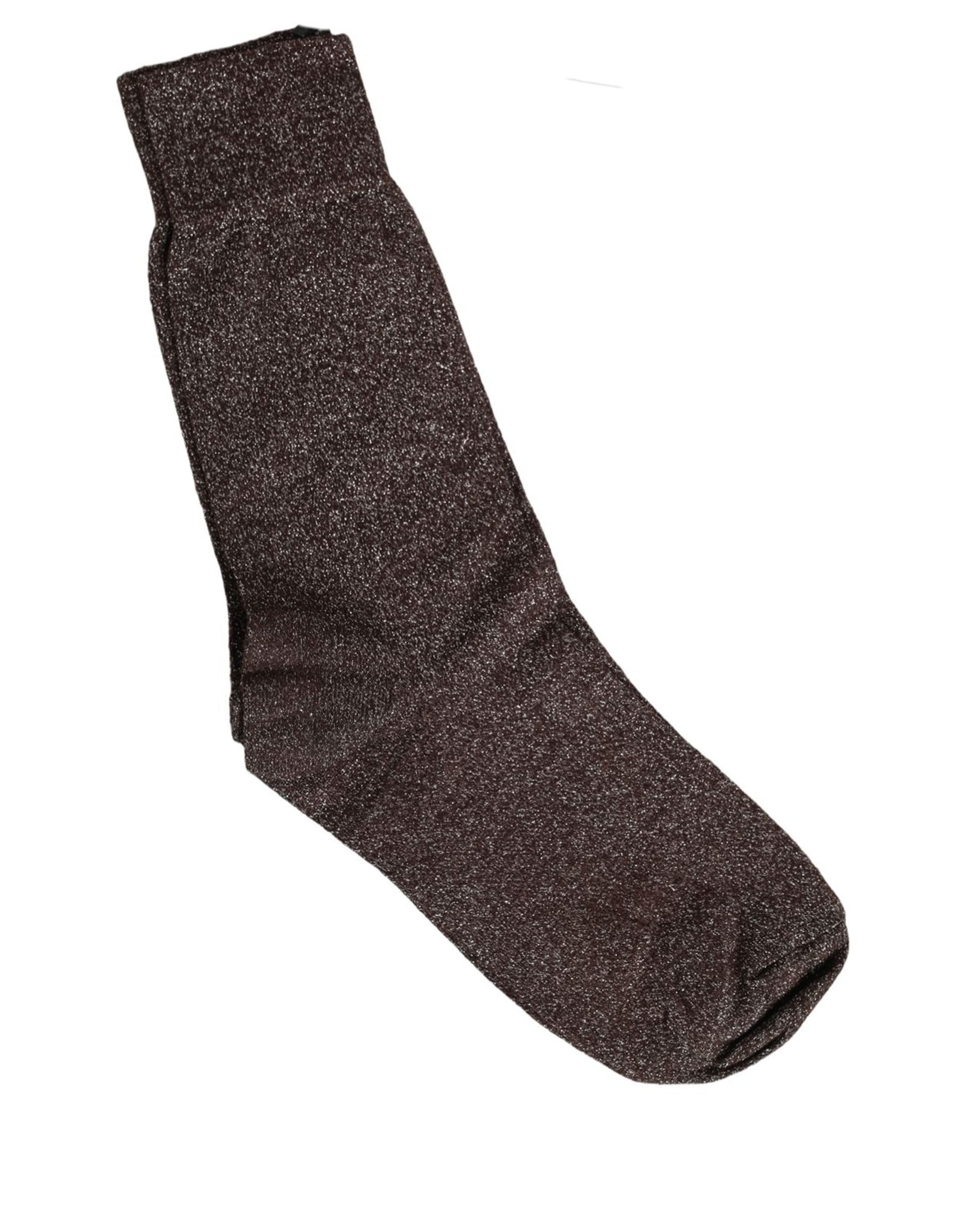 Dolce & Gabbana Dark Brown Viscose Mid Calf Accessory Socks