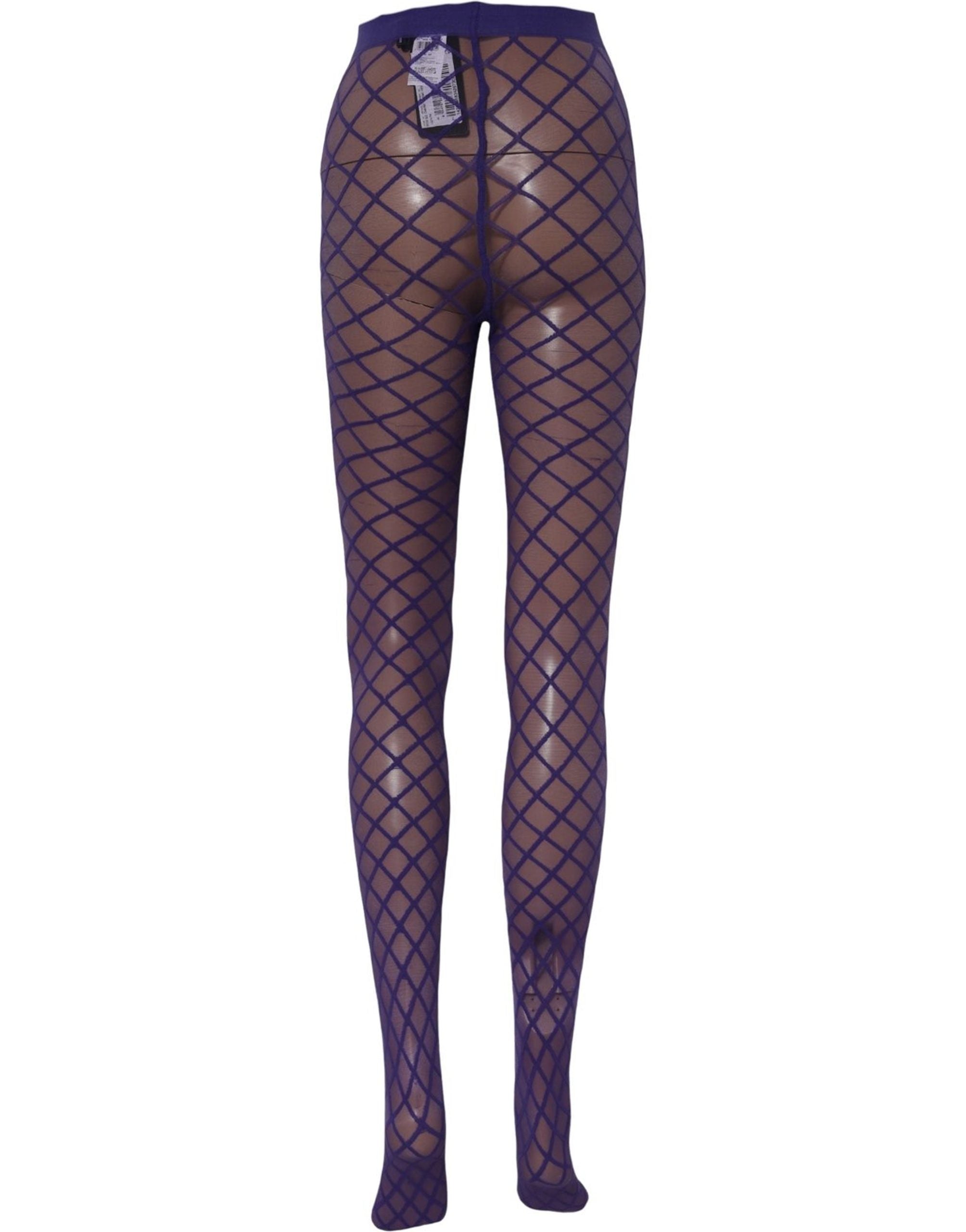 Dolce & Gabbana Purple Nylon Fishnet Pantyhose Stockings Socks