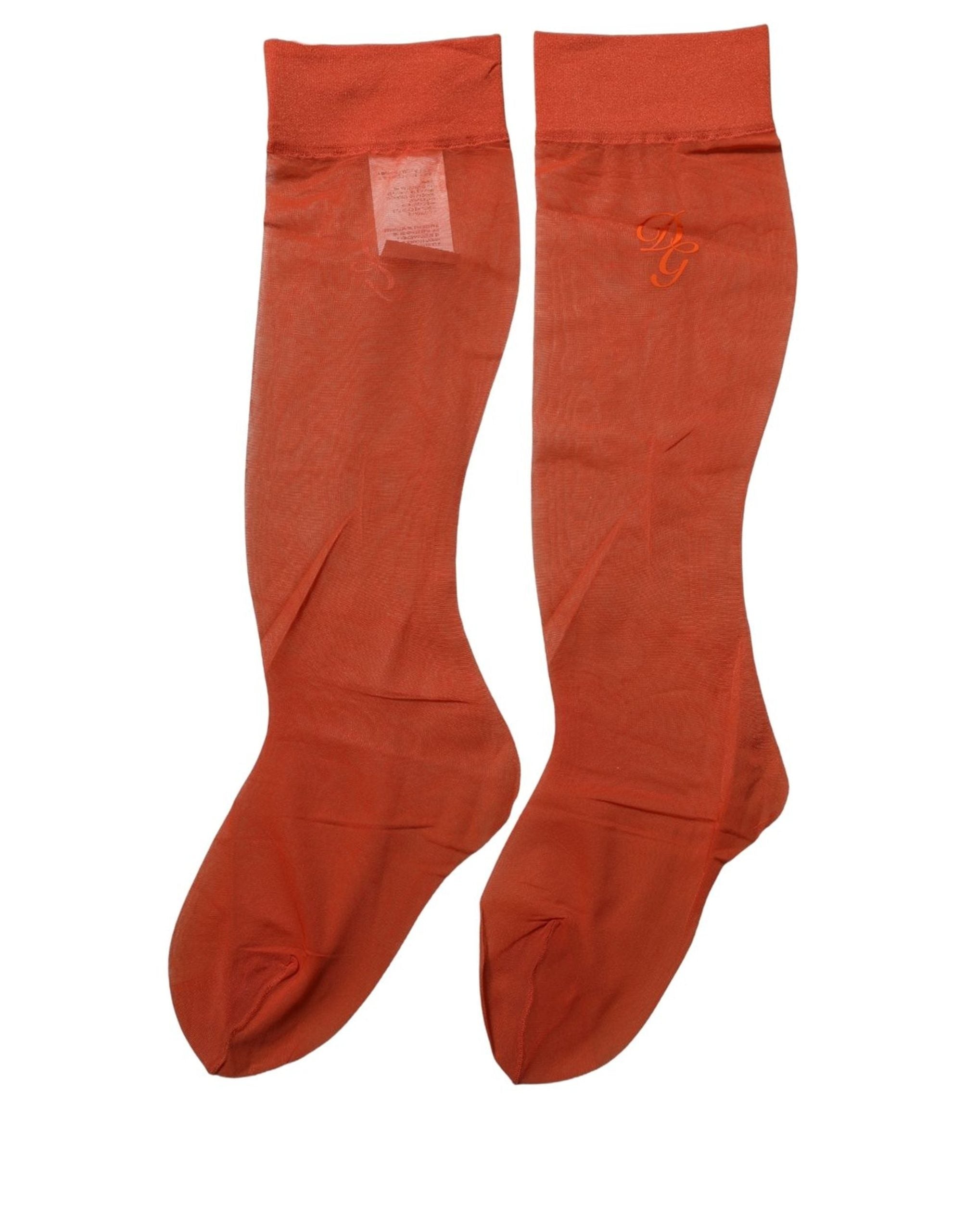Dolce & Gabbana Orange Knee High Sheer Nylon Accessory Socks