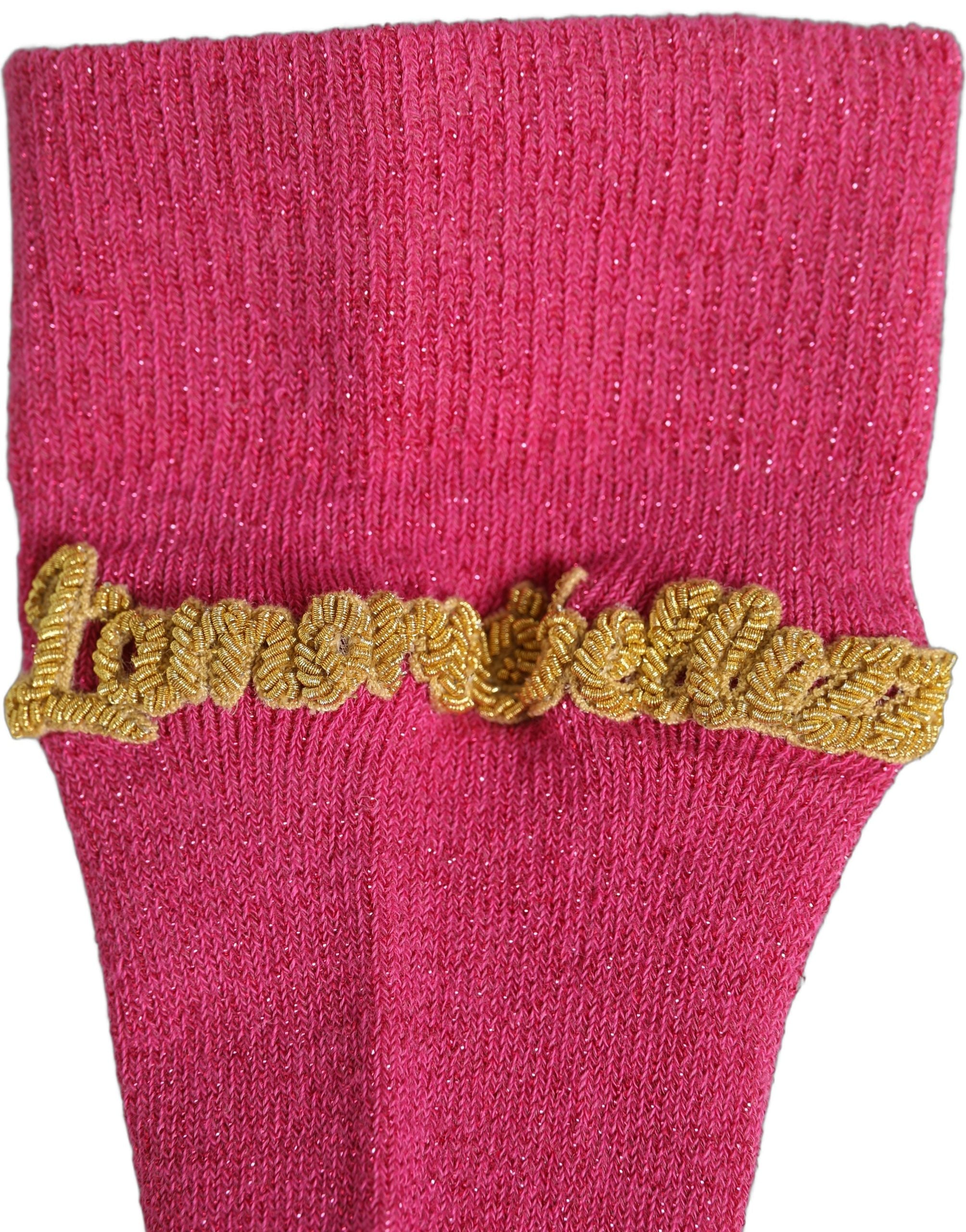 Dolce & Gabbana Pink Embroidered Cotton Mid Calf Accessory Socks