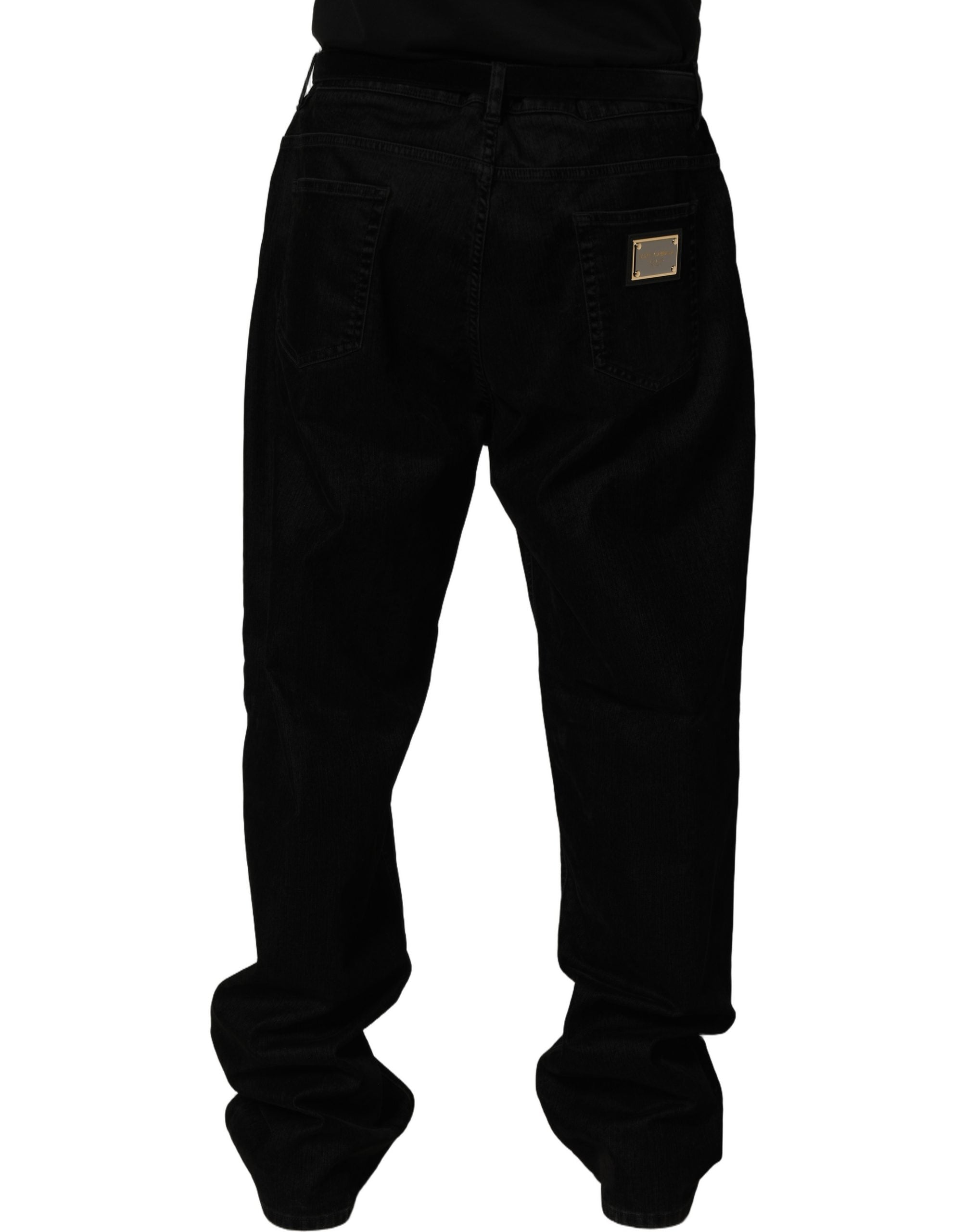 Dolce & Gabbana Black Cotton Relaxed Wide Leg Men Denim Jeans