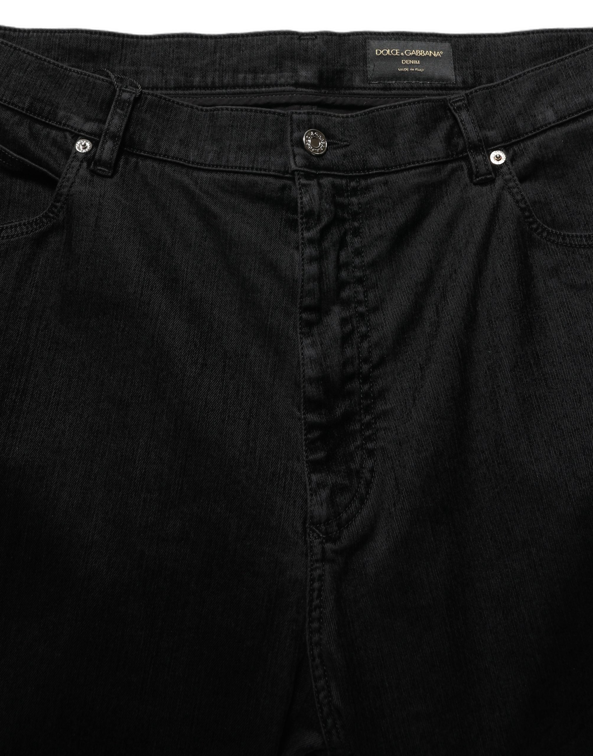 Dolce & Gabbana Black Cotton Relaxed Wide Leg Men Denim Jeans