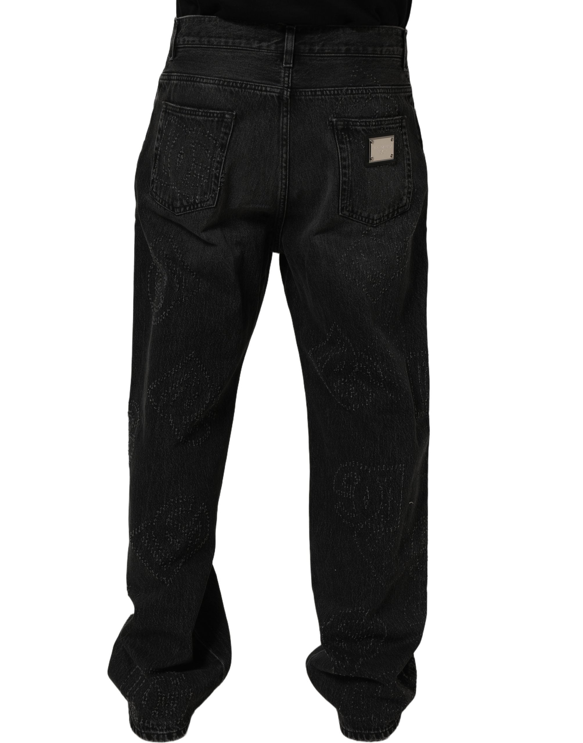 Dolce & Gabbana Dark Gray Cotton WideLeg Oversize Denim Jeans