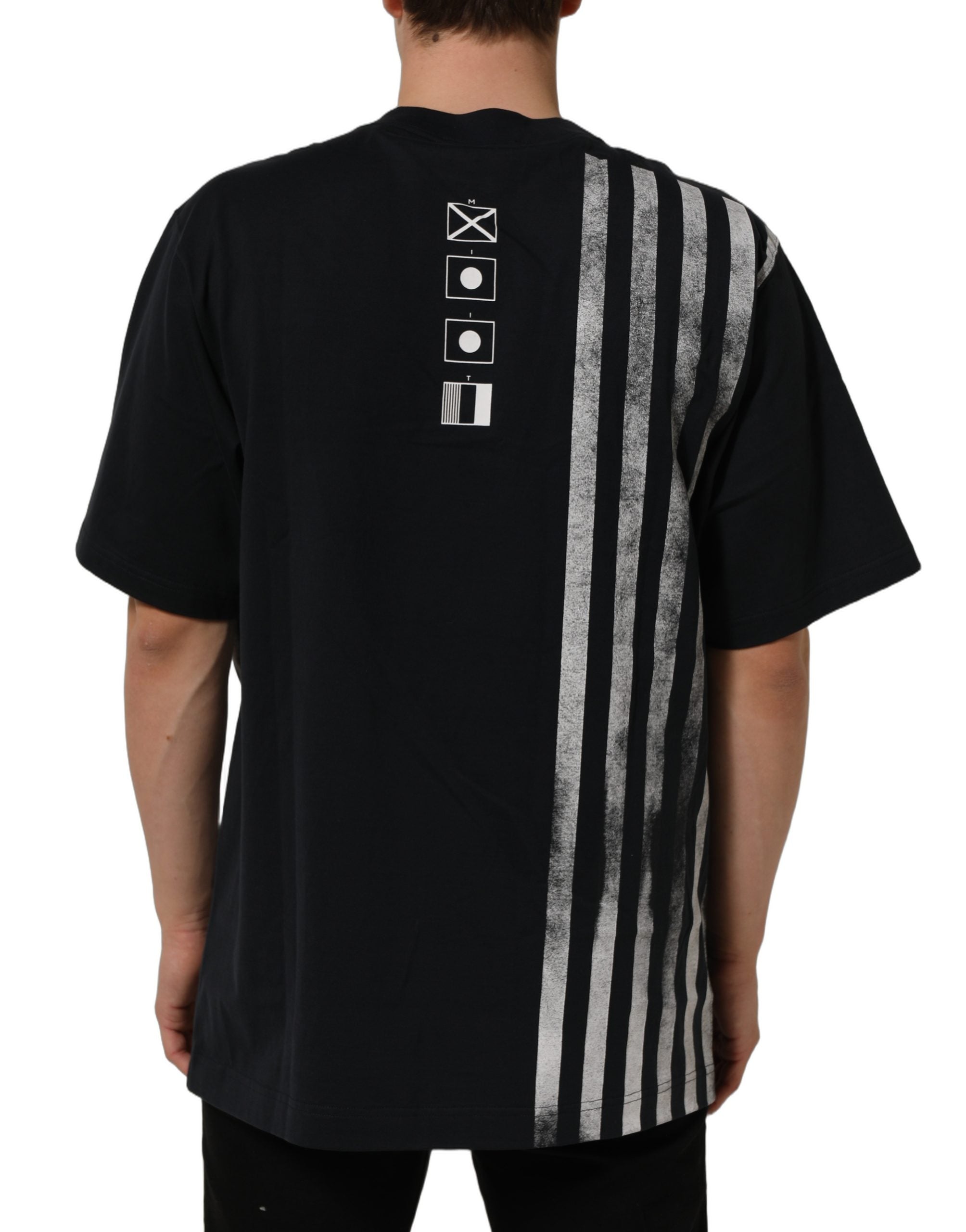 Dolce & Gabbana Blue Striped Print Cotton Crew Neck T-shirt