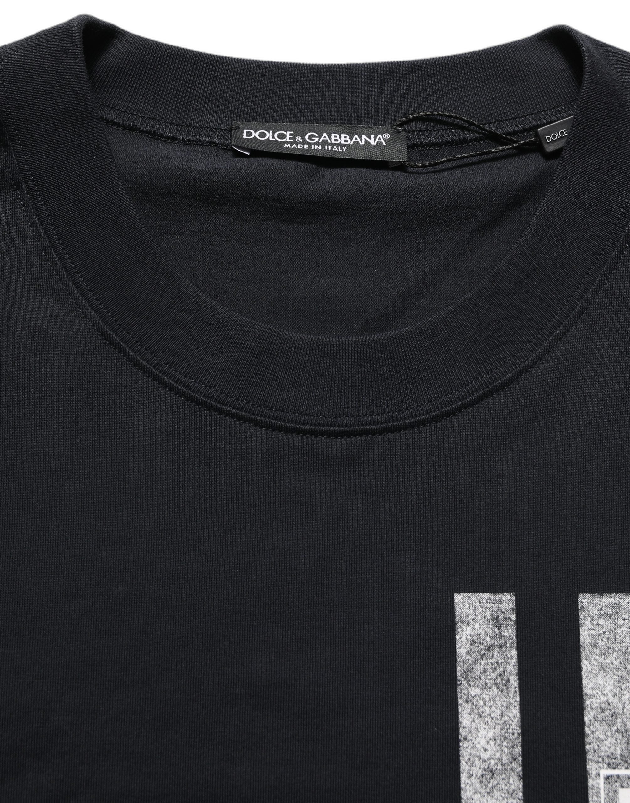 Dolce & Gabbana Blue Striped Print Cotton Crew Neck T-shirt