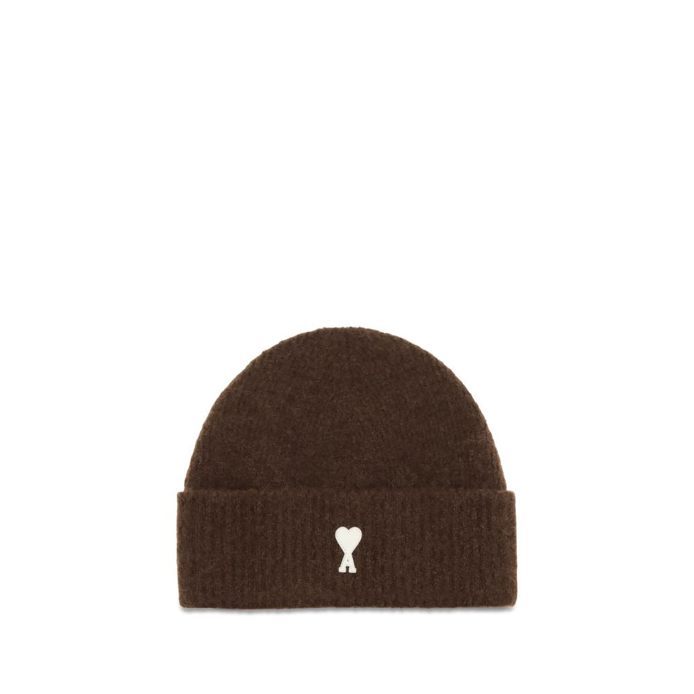Ami Paris Brown Wool Oves Aries Beanie
