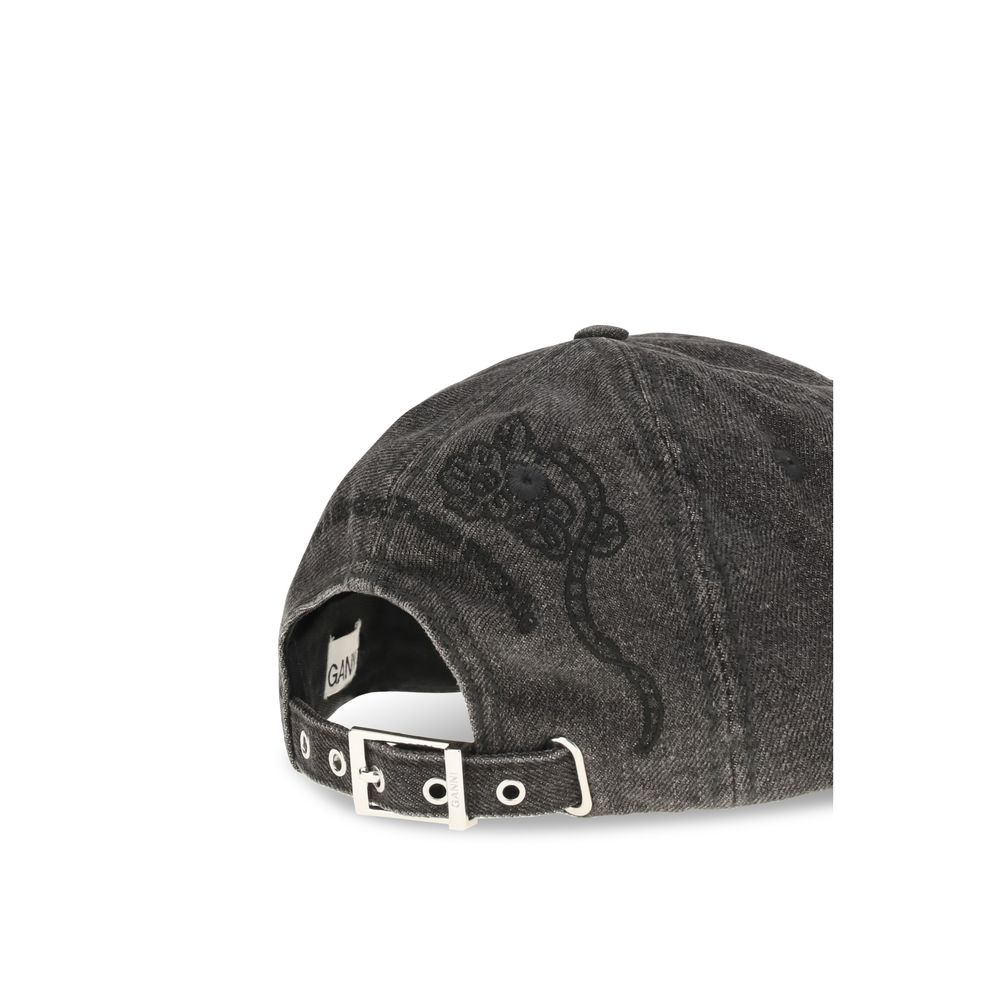 Ganni Gray Recycled Polyester Cap (Baseball Hat)