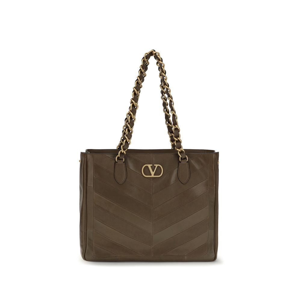 Valentino Garavani Brown Calf Leather Bos Taurus Shoulder Bag