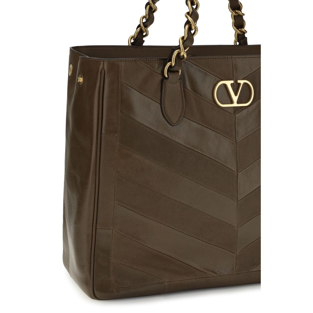 Valentino Garavani Brown Calf Leather Bos Taurus Shoulder Bag