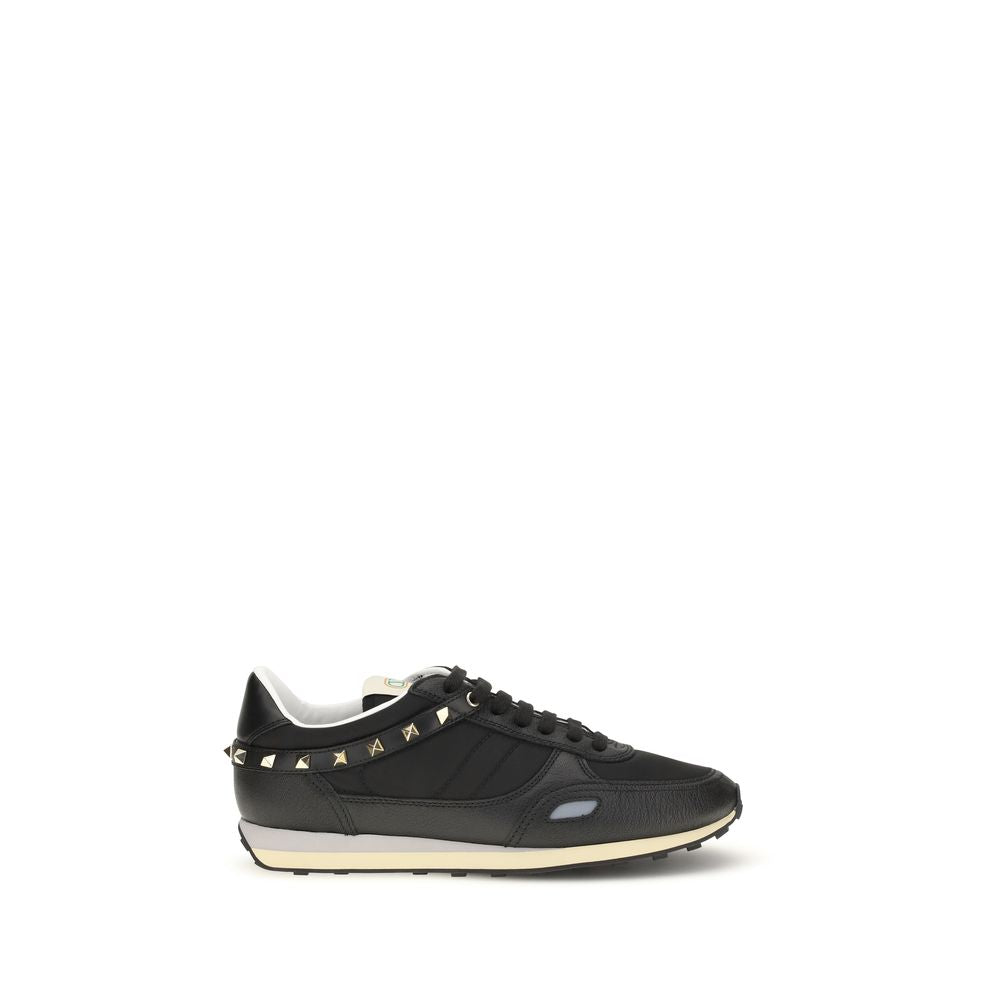 Valentino Garavani Black Calf Leather Bos Taurus Athletic Sneakers