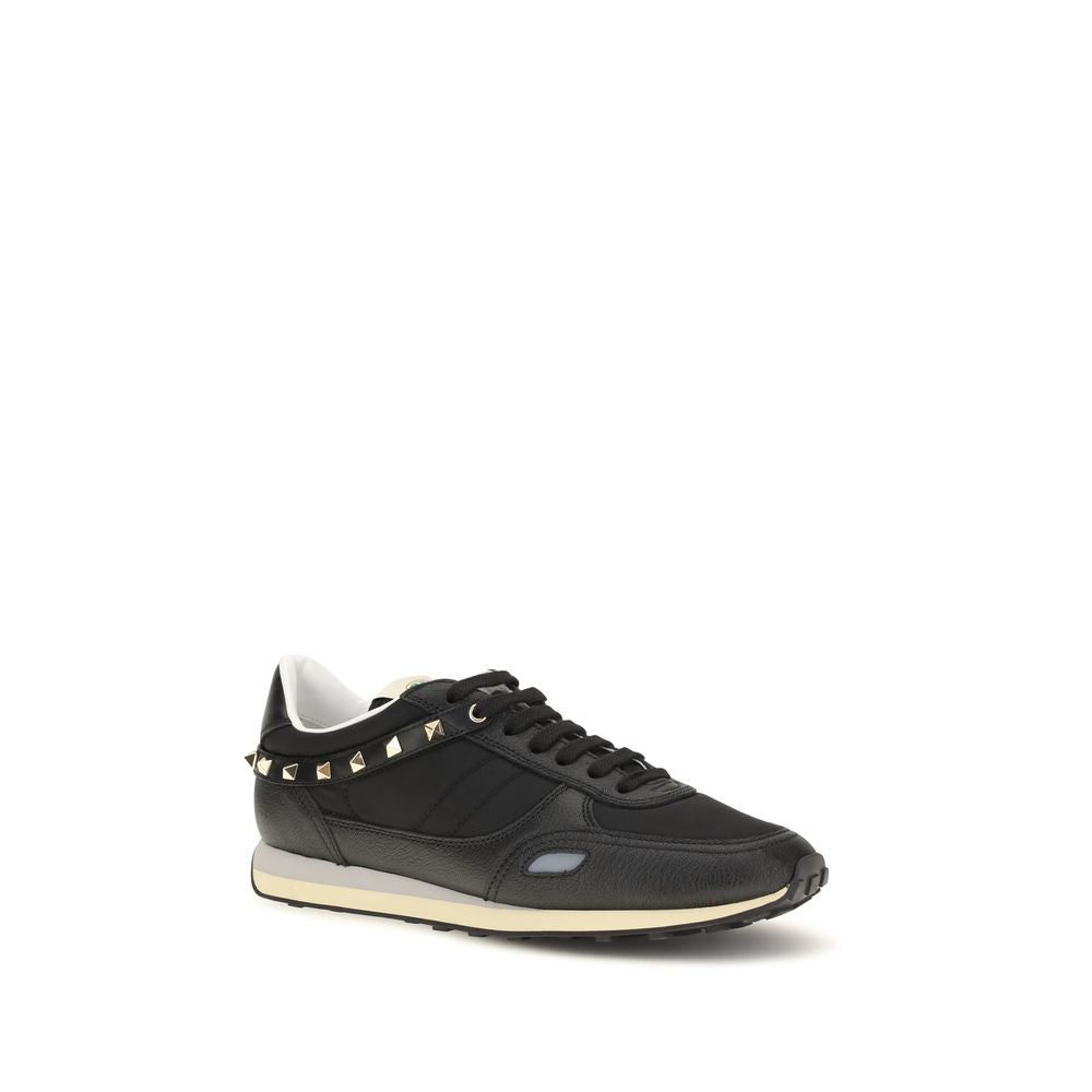 Valentino Garavani Black Calf Leather Bos Taurus Athletic Sneakers