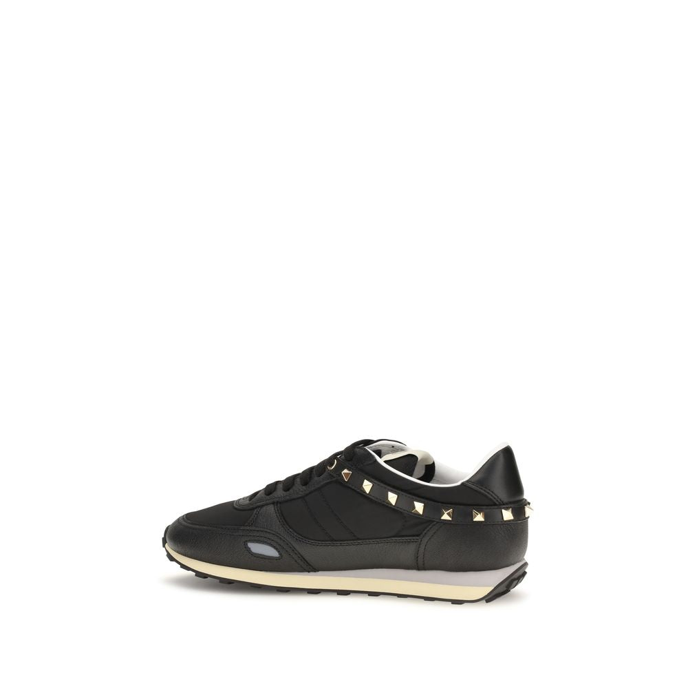 Valentino Garavani Black Calf Leather Bos Taurus Athletic Sneakers