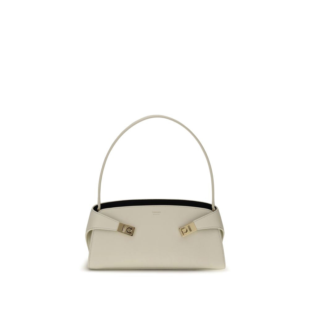 Ferragamo Beige Calf Leather Bos Taurus Shoulder Bag