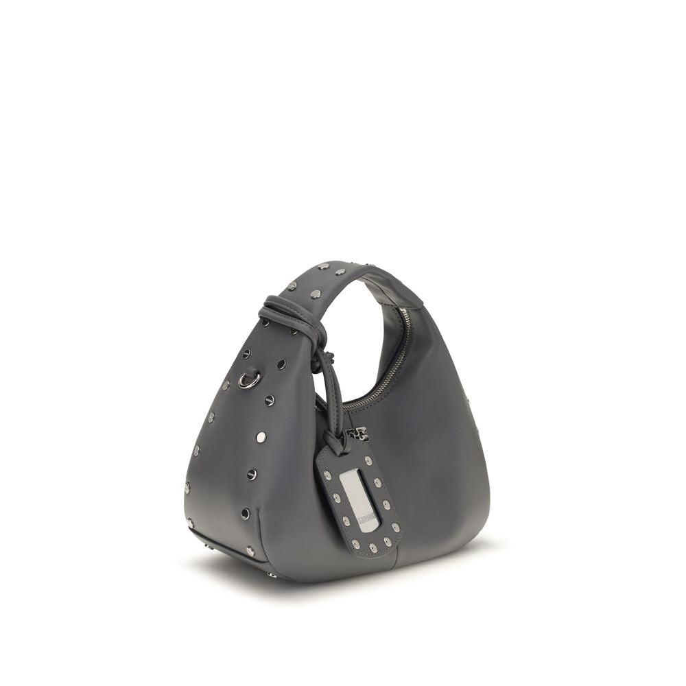 Ganni Gray Leather Shoulder Bag