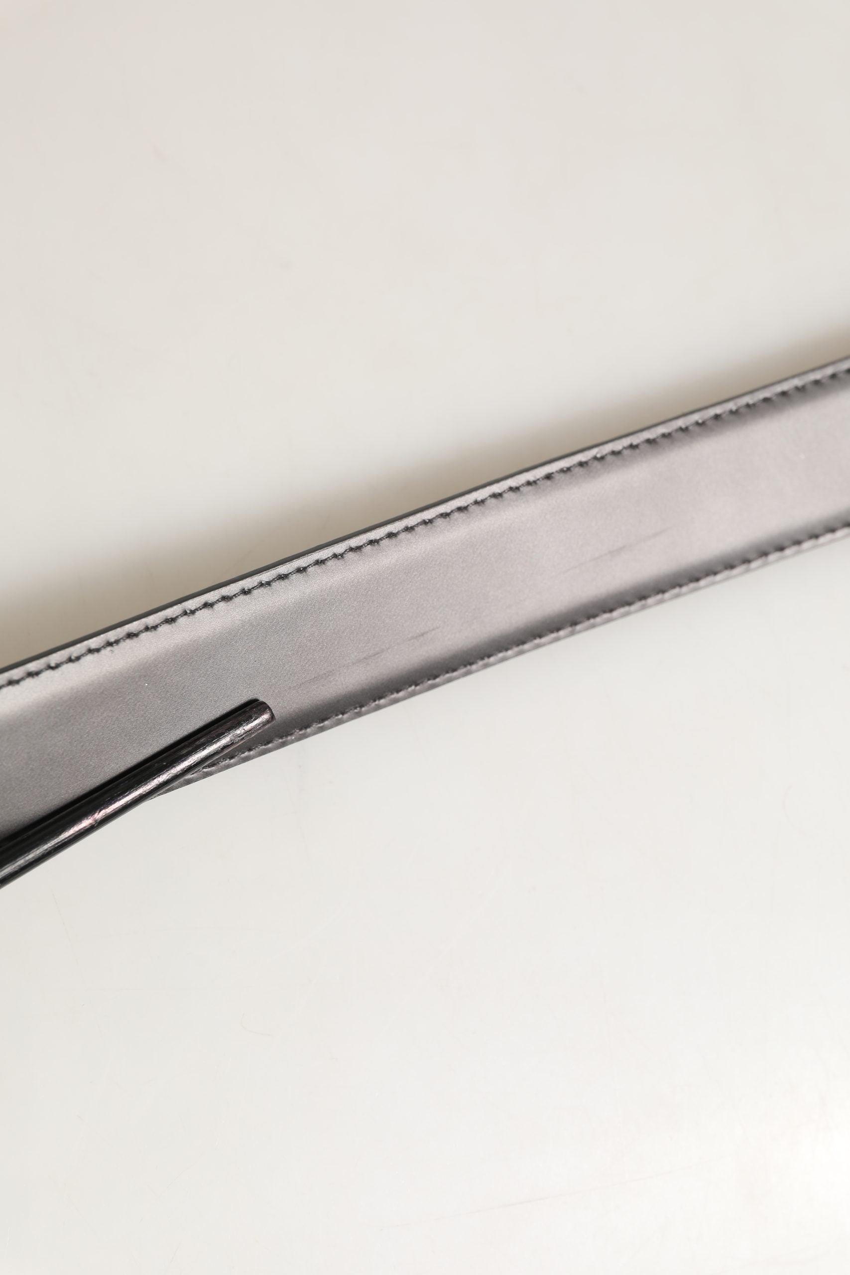 Dolce & Gabbana Dark Gray Leather Metal Buckle Classic Belt