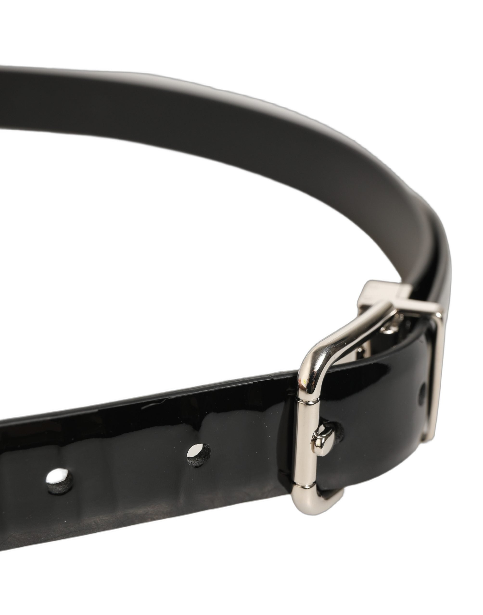 Dolce & Gabbana Black Classic Leather Silver Tone Buckle Belt