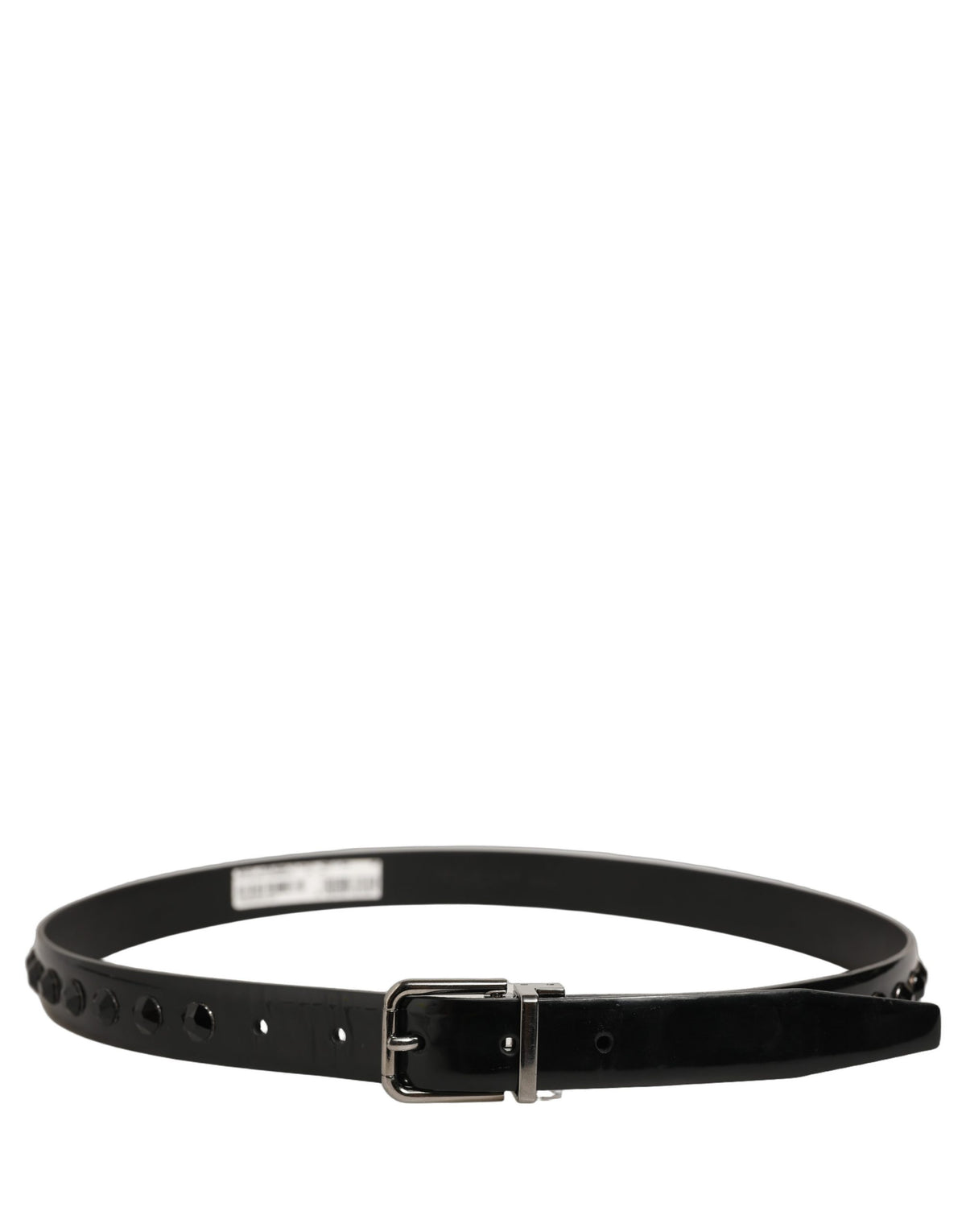 Dolce & Gabbana Black Leather Studs Silver Metal Buckle Belt