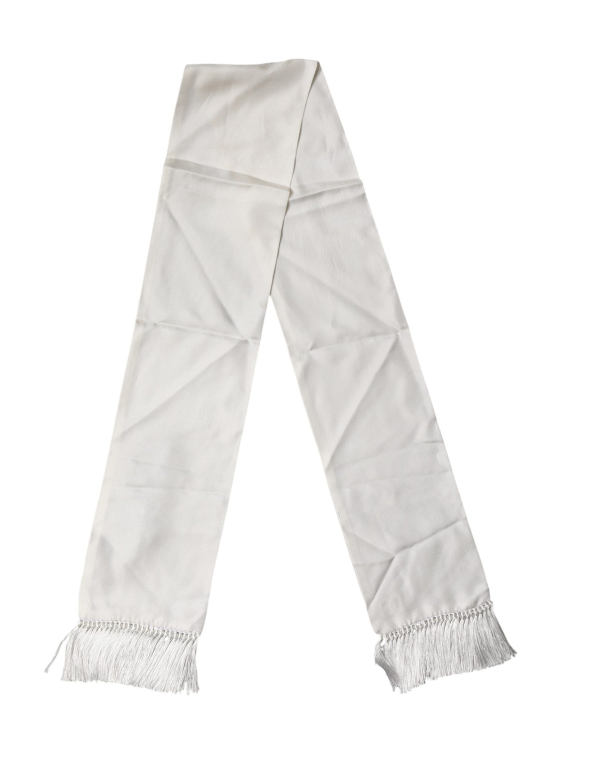 Dolce & Gabbana Men White Silk Fringed Edge Lace Stole Scarf