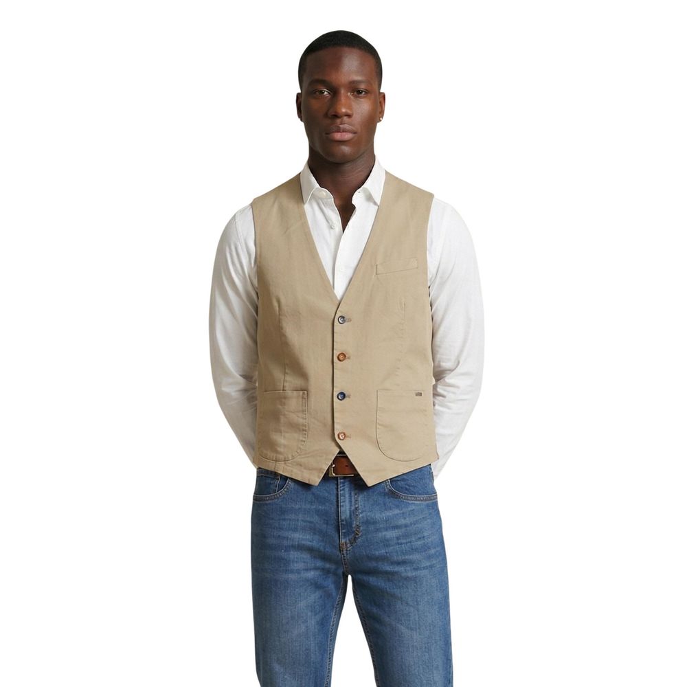 Gianni Lupo Beige Cotton Waistcoat