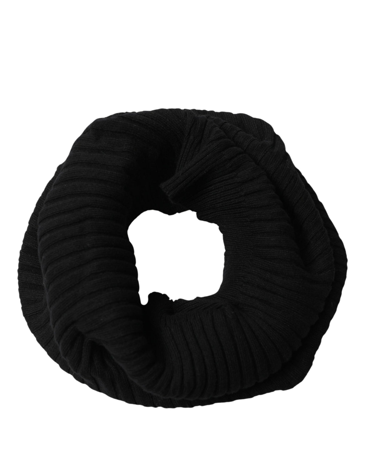 Dolce & Gabbana Black Cashmere Ribbed Knit Neck Warmer