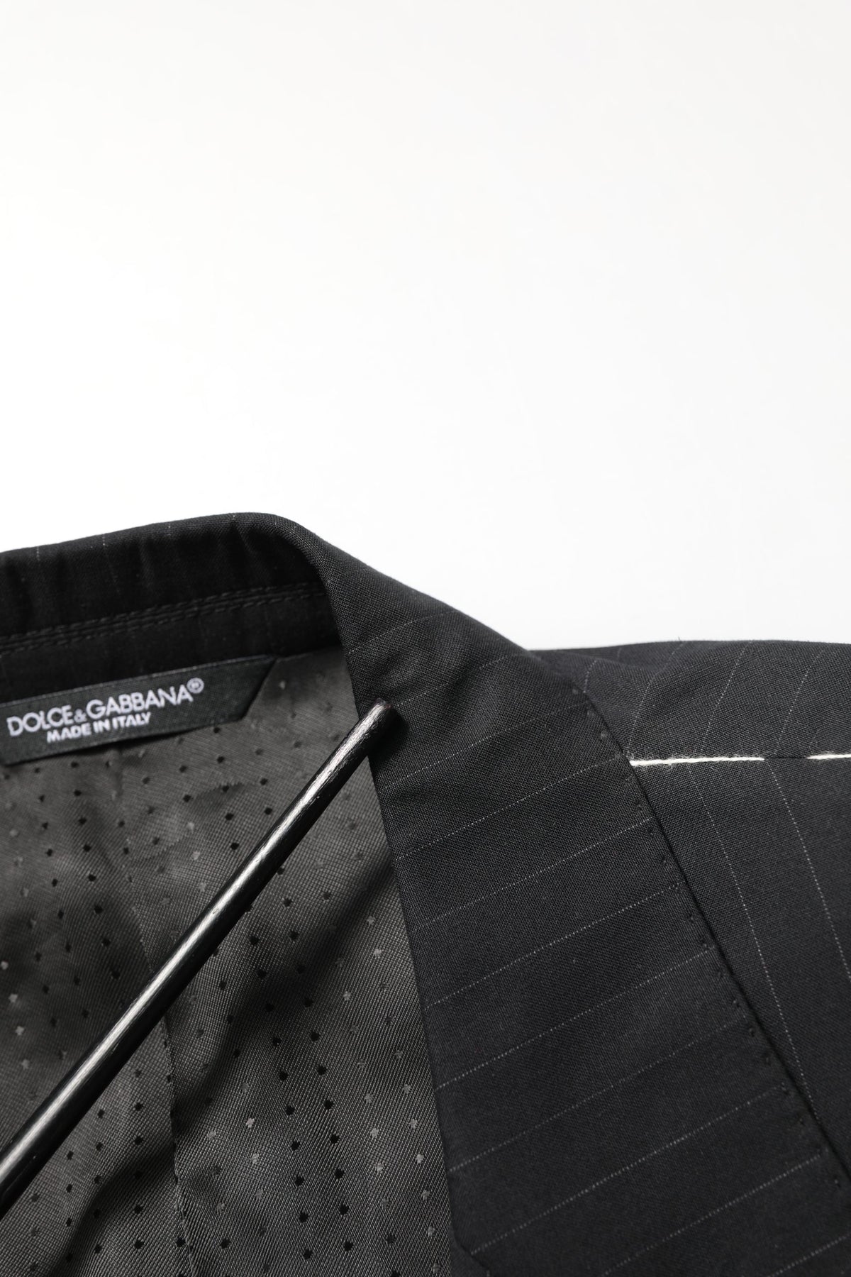 Dolce & Gabbana Black Pinstripe Men Single Breasted Jacket