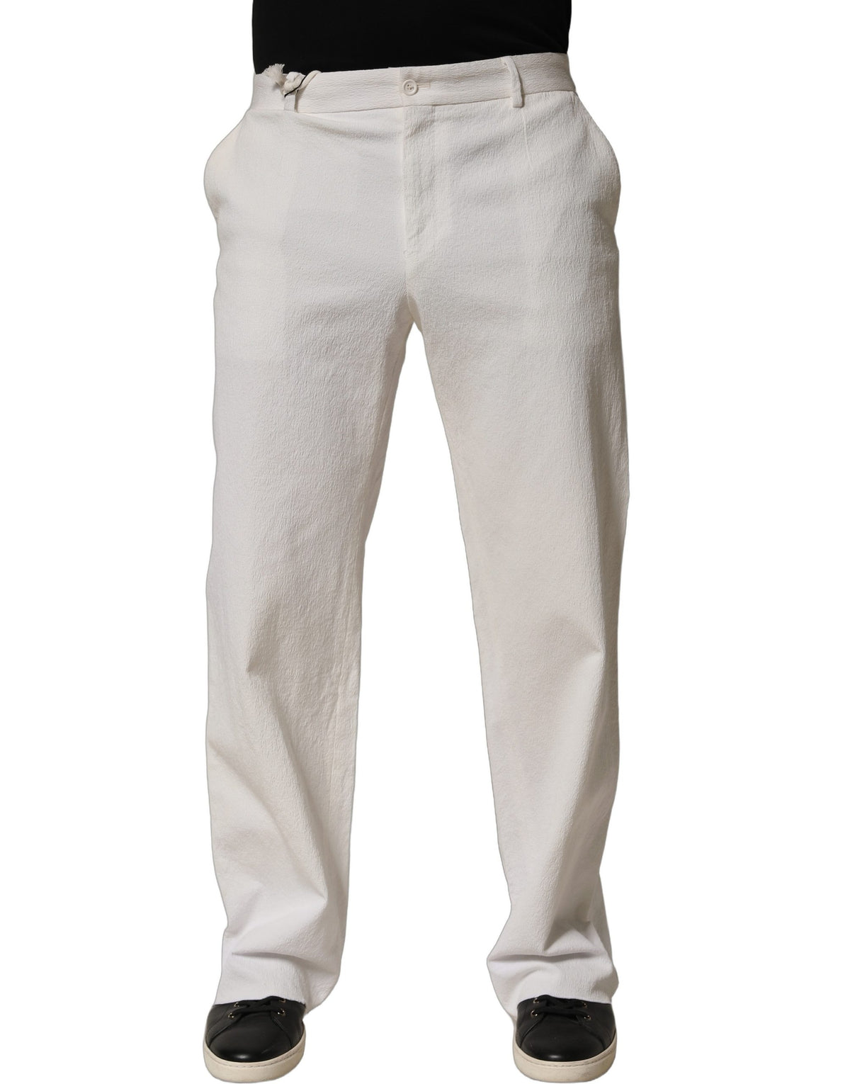 Dolce & Gabbana White Cotton StraightLeg Casual Trouser Pants