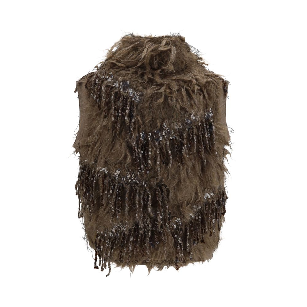 Brunello Cucinelli Beige Mohair Sleeveles Sweater