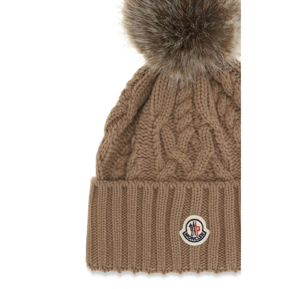 Moncler Brown Wool Oves Aries Beanie