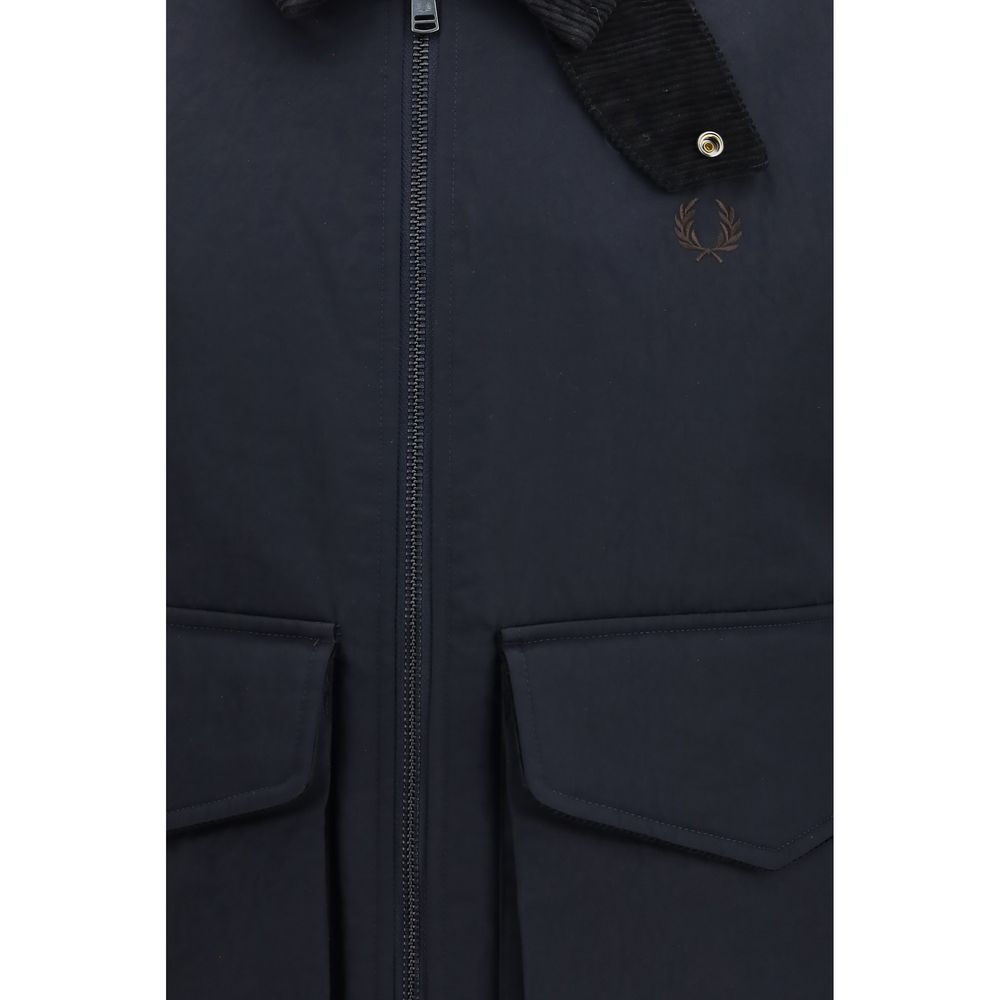 Fred Perry Blue Recycled Polyamide Full-Length Jacket