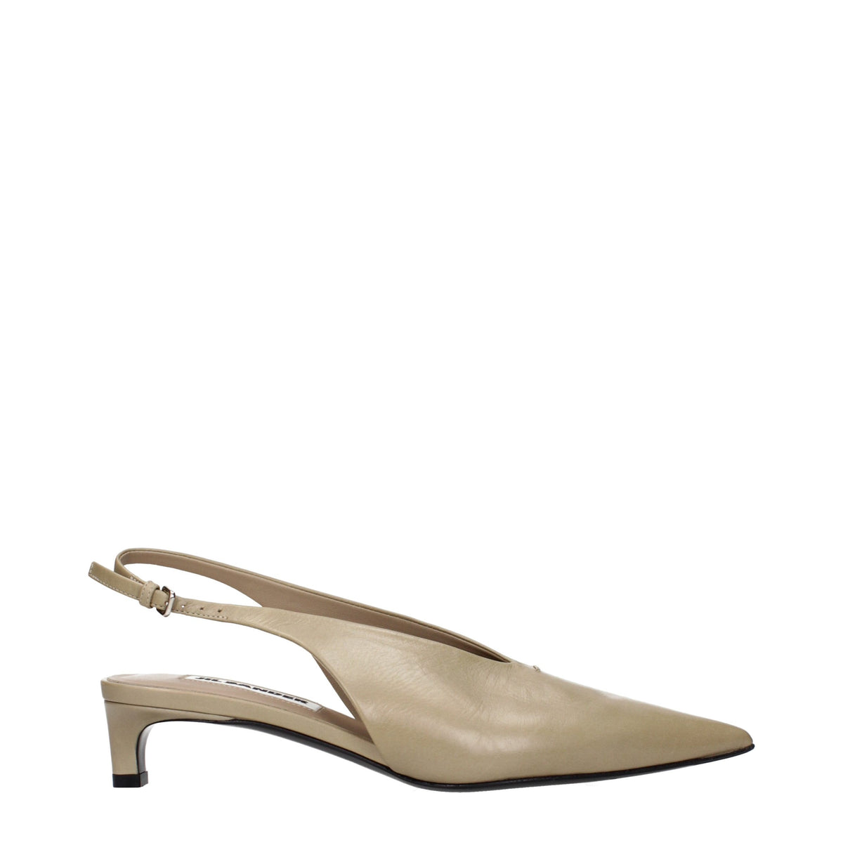 Jil Sander Beige Leather Mid Heel Pumps