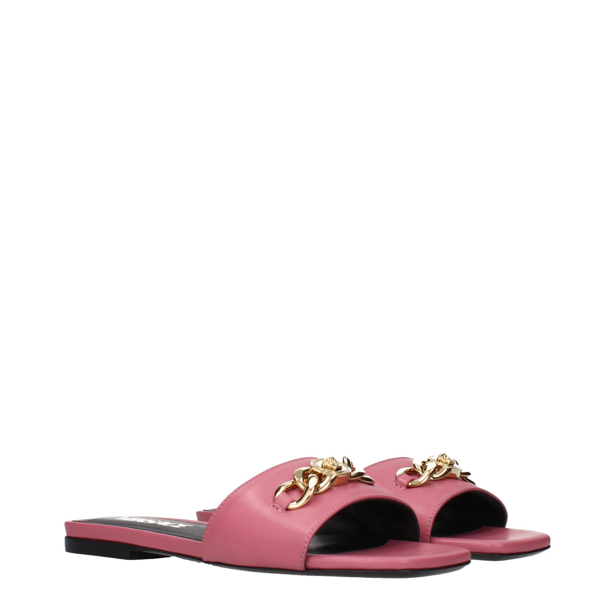 Versace Pink Leather Slippers