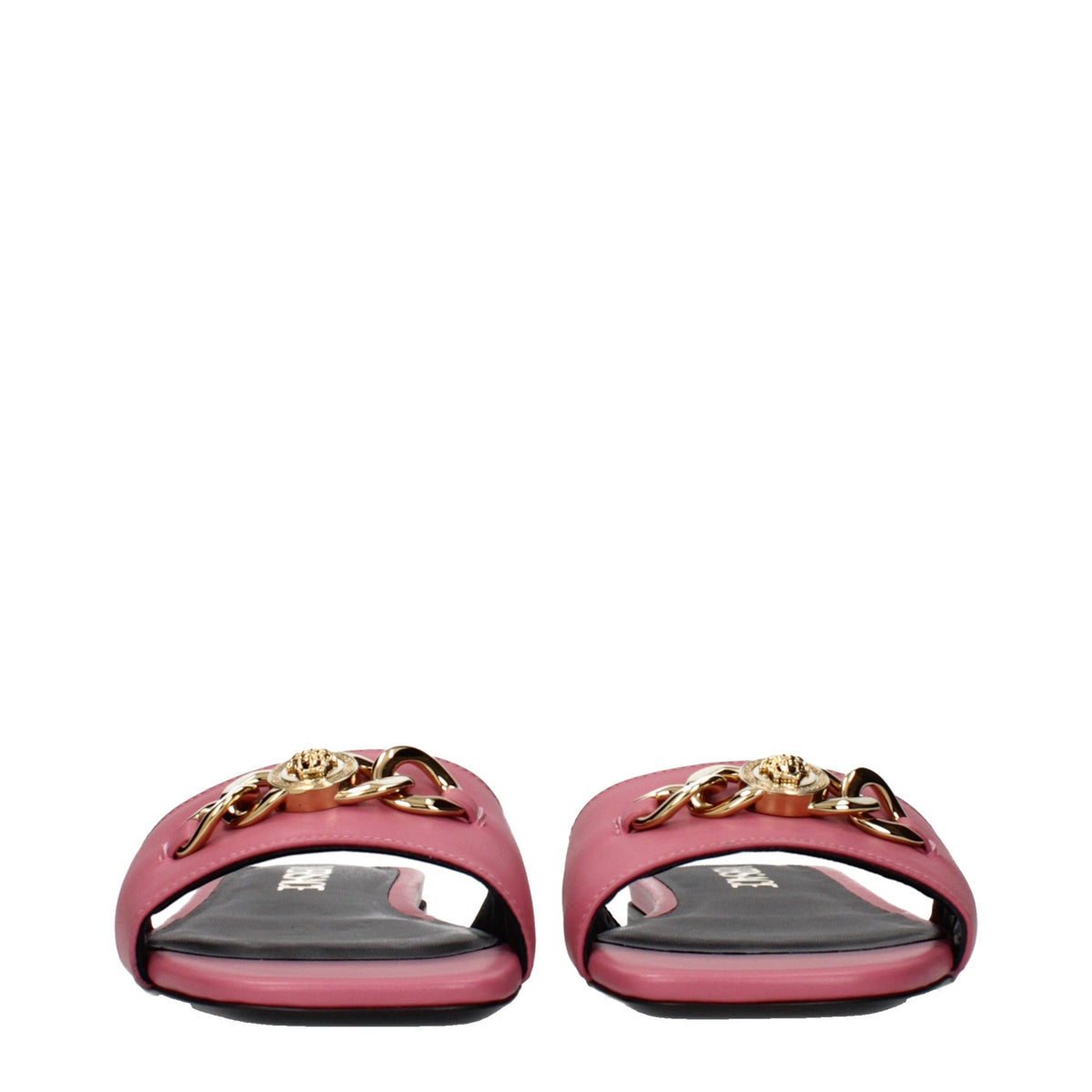 Versace Pink Leather Slippers