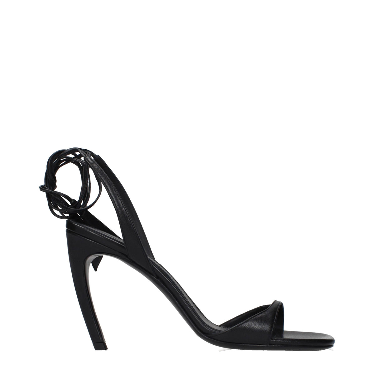 The Attico Black Leather Stiletto Heel Sandals
