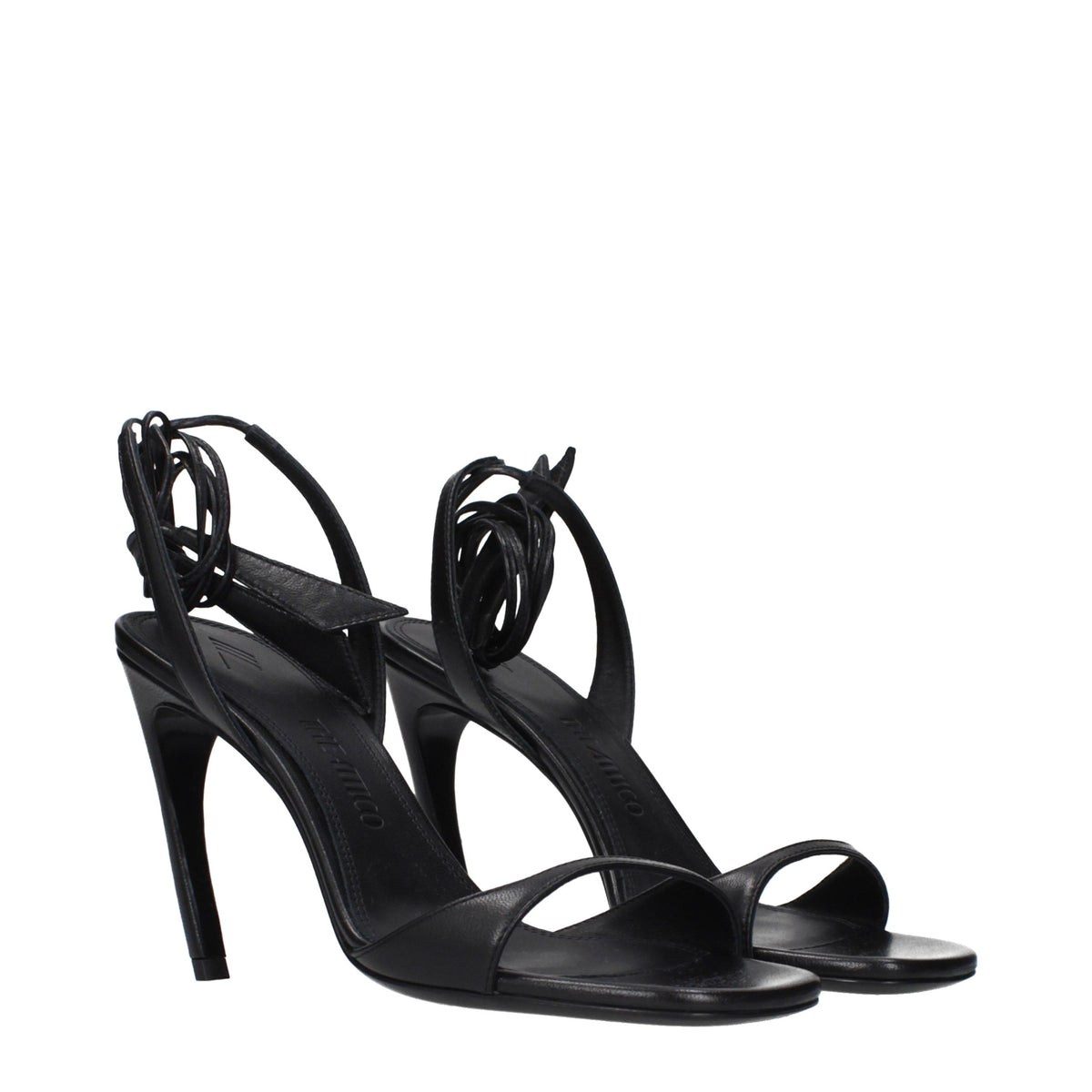 The Attico Black Leather Stiletto Heel Sandals