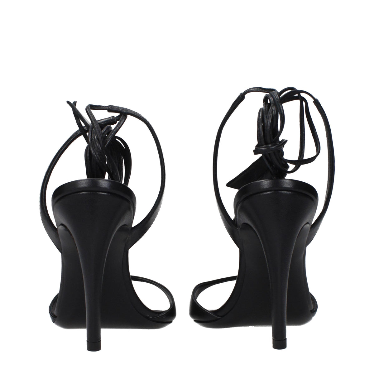 The Attico Black Leather Stiletto Heel Sandals