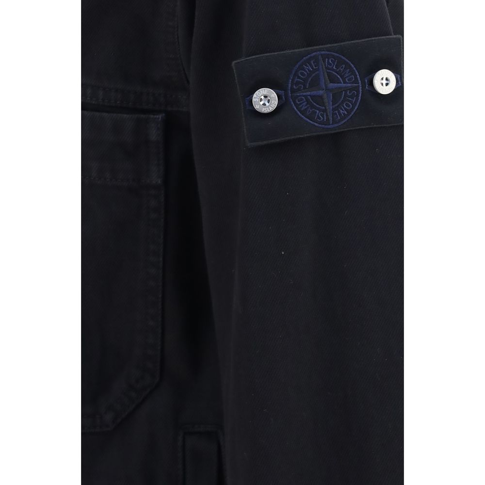 Stone Island Black Cotton Biker Jacket