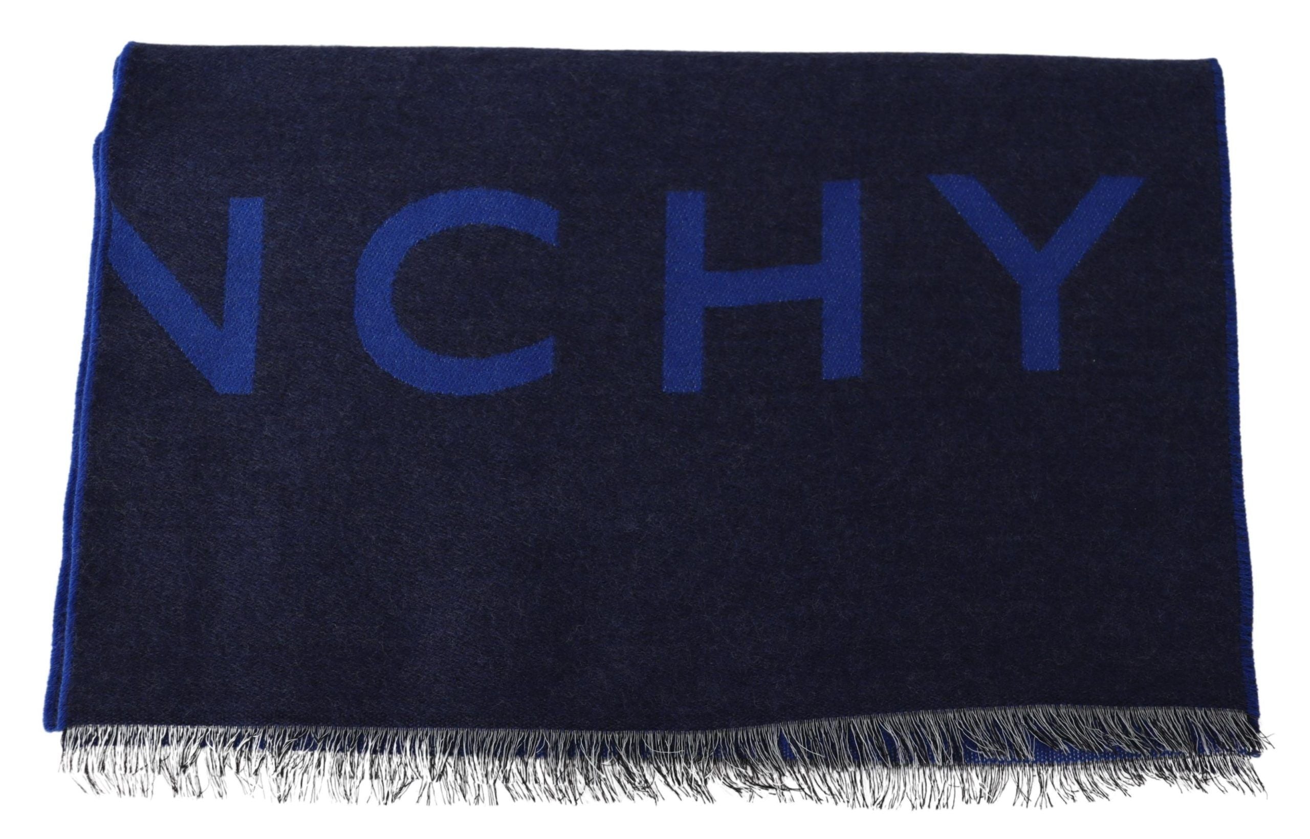 Givenchy Blue Wool Unisex Winter Warm Scarf Wrap Shawl