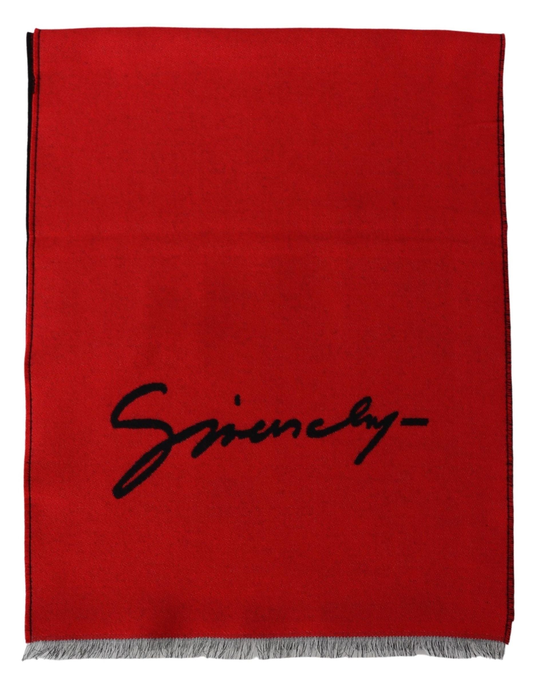 Givenchy Red Black Wool Unisex Winter Warm Scarf Wrap Shawl