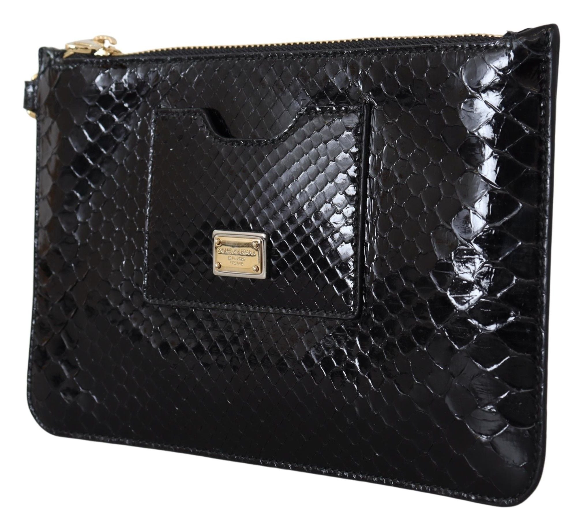 Dolce & Gabbana Black Leather Coin Purse Wristlet Mirror Agnese Wallet