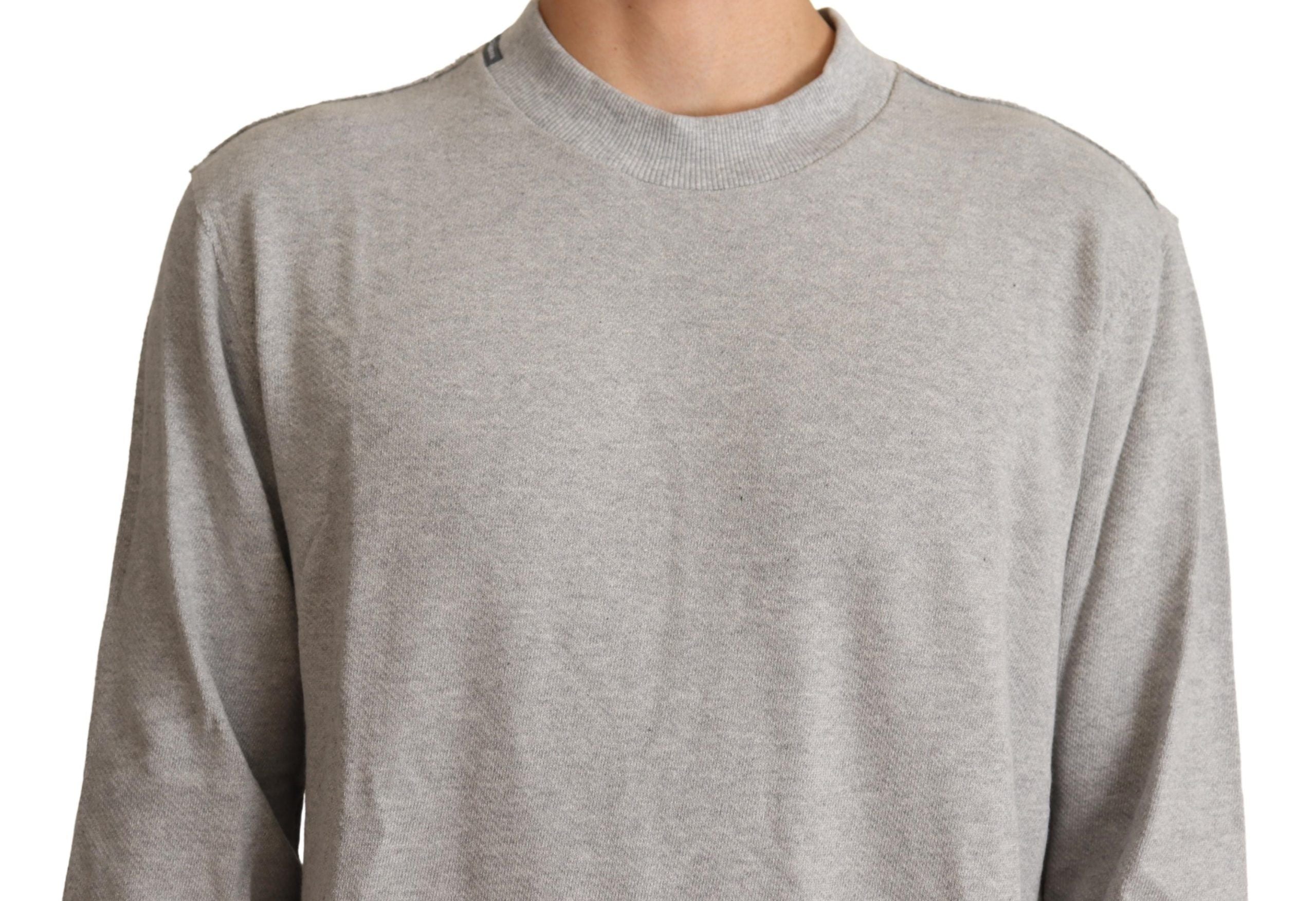 Dolce & Gabbana Gray Cotton Crewneck Pullover Sweater