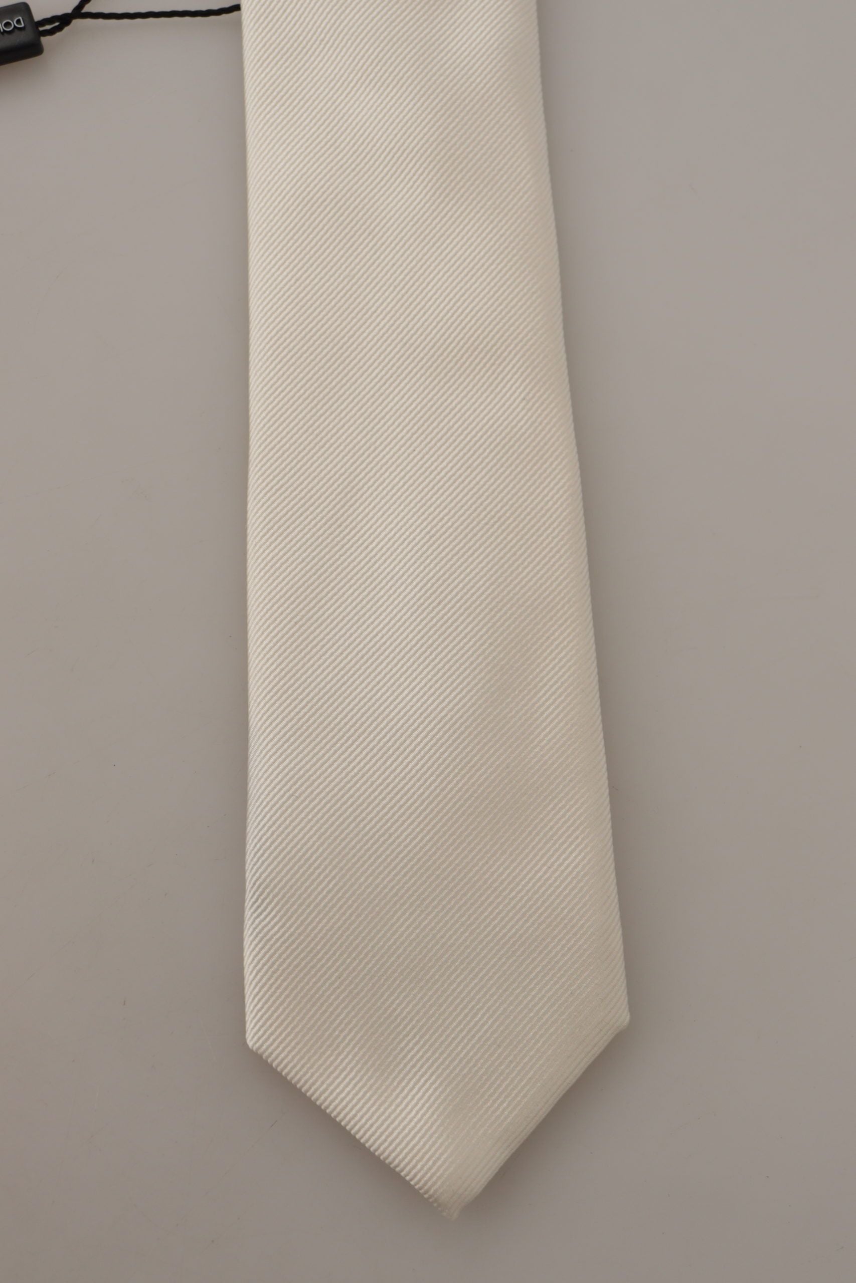 Dolce & Gabbana Off-White 100% Silk Slim Adjustable Accessory Necktie