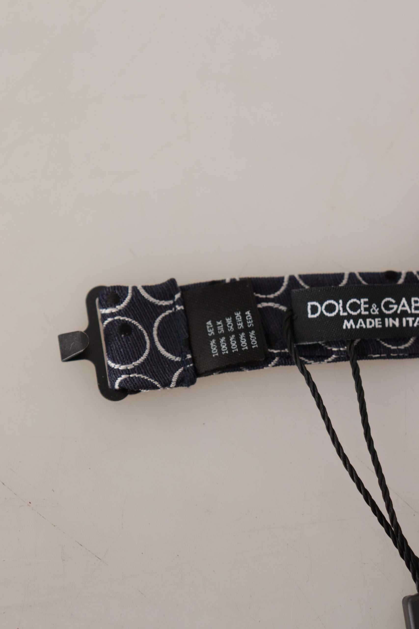Dolce & Gabbana Black White Round 100% Silk Neck Papillon Tie