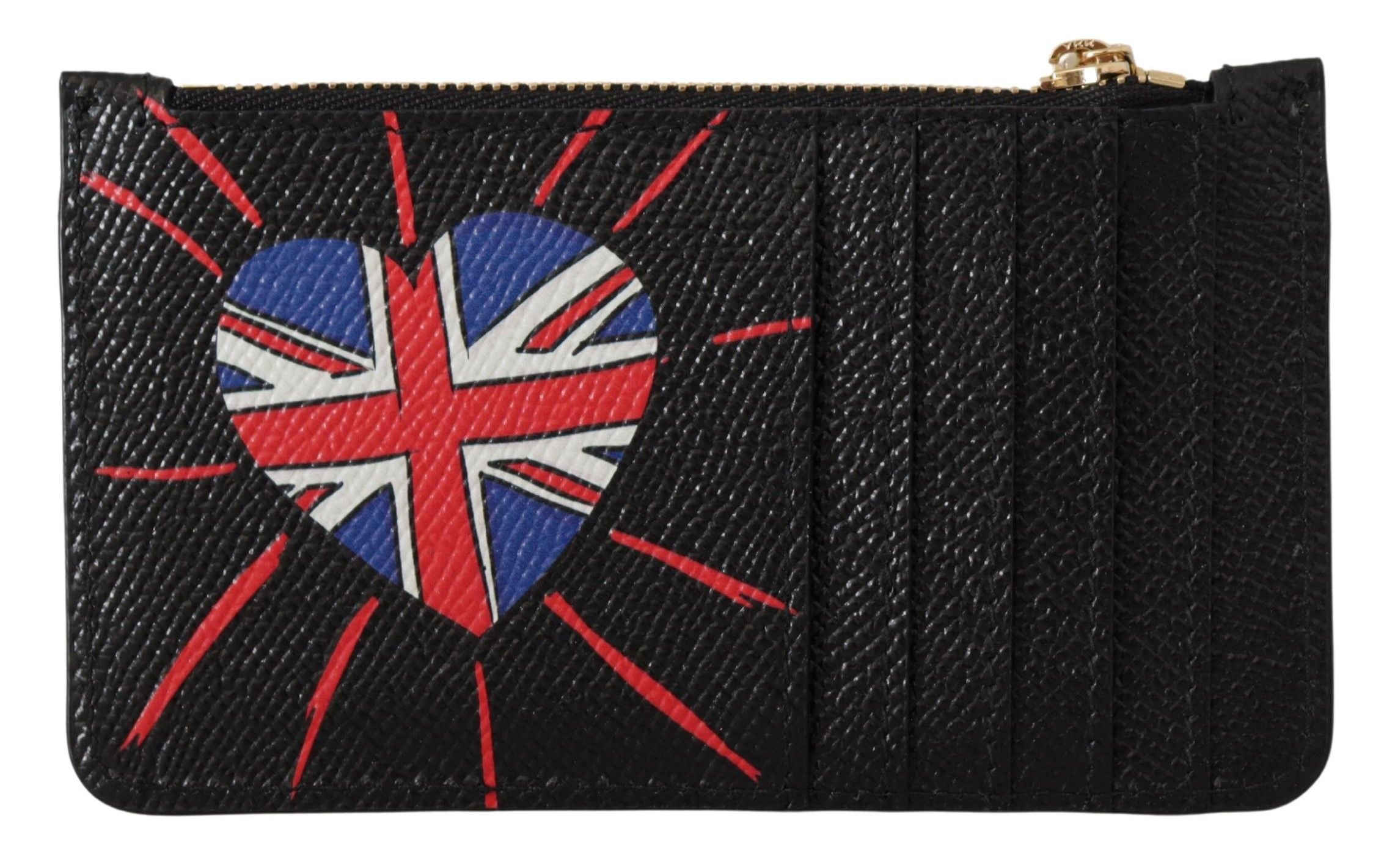 Dolce & Gabbana Black Leather #DGLovesLondon Women Cardholder Coin Case Wallet