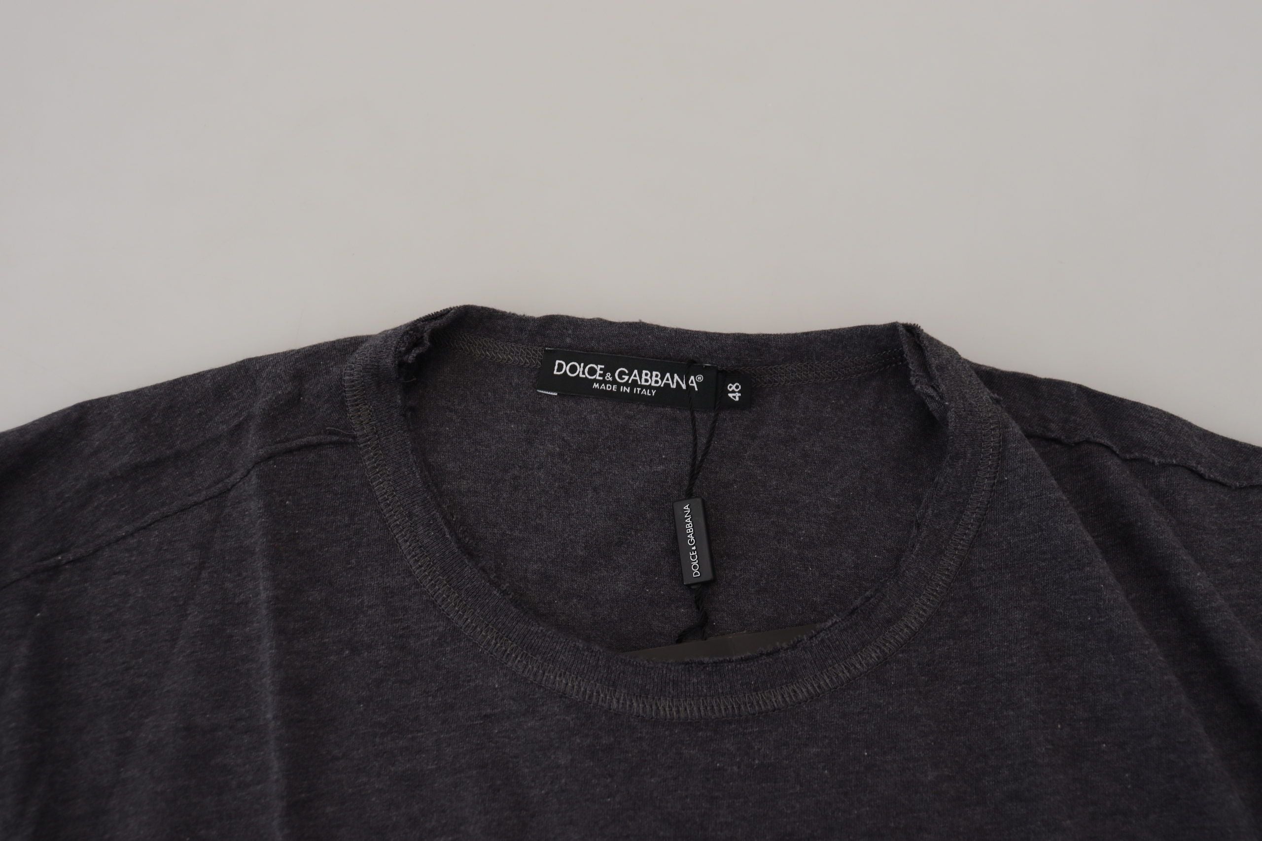 Dolce & Gabbana Gray Crewneck Cotton Short Sleeve T-shirt