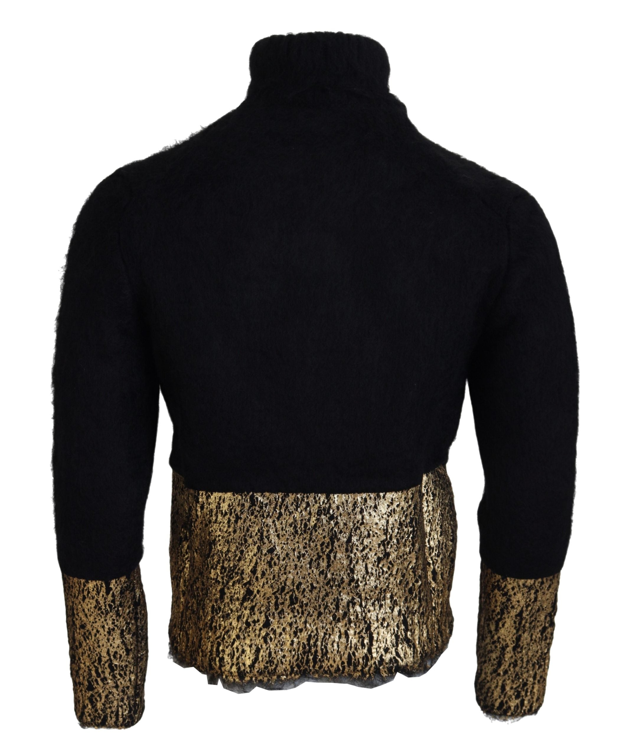 Dolce & Gabbana Black Gold Turtleneck Mohair Pullover Mens Sweater