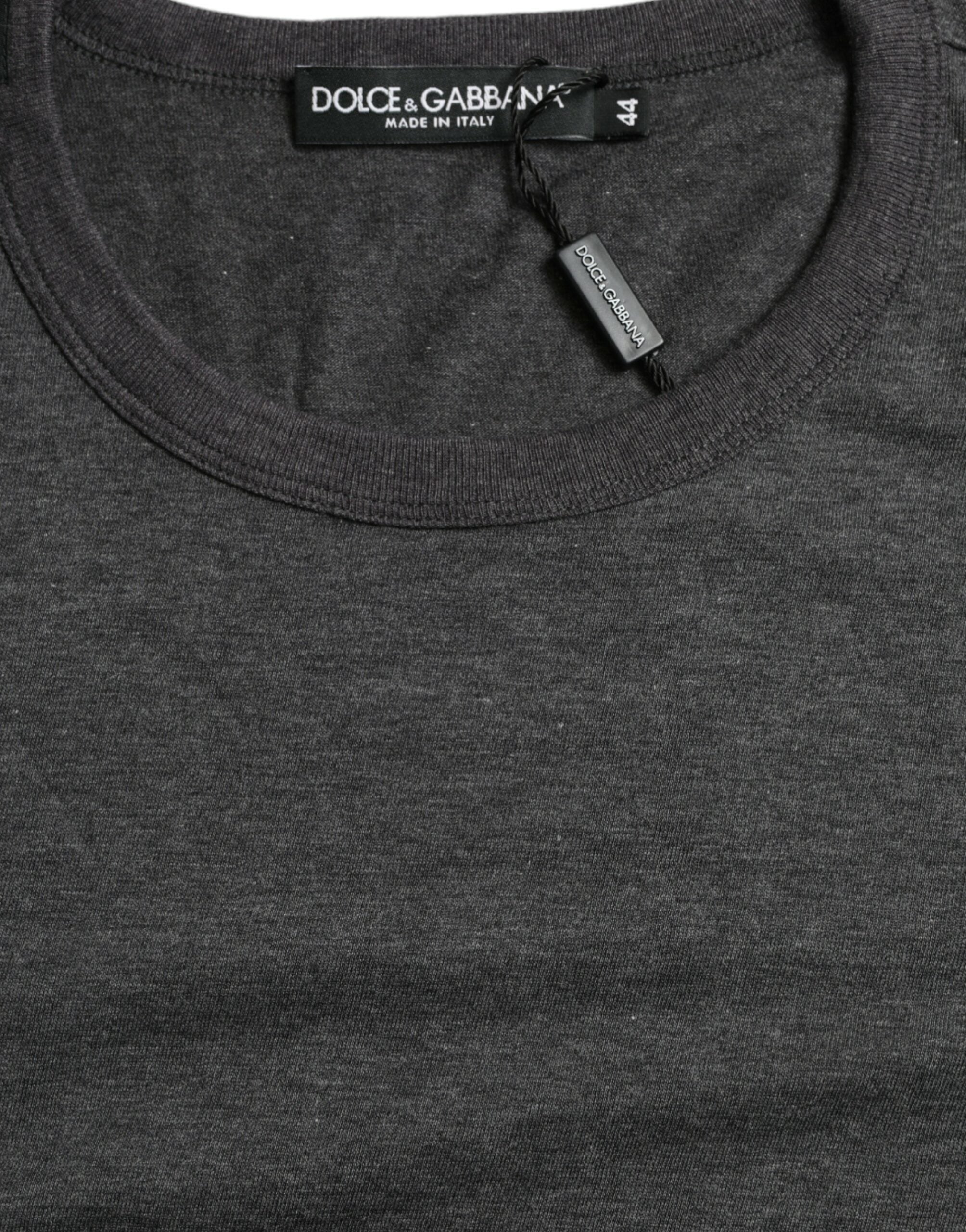 Dolce & Gabbana Dark Gray Cotton Crew Neck T-shirt